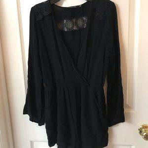 black romper with lace detail